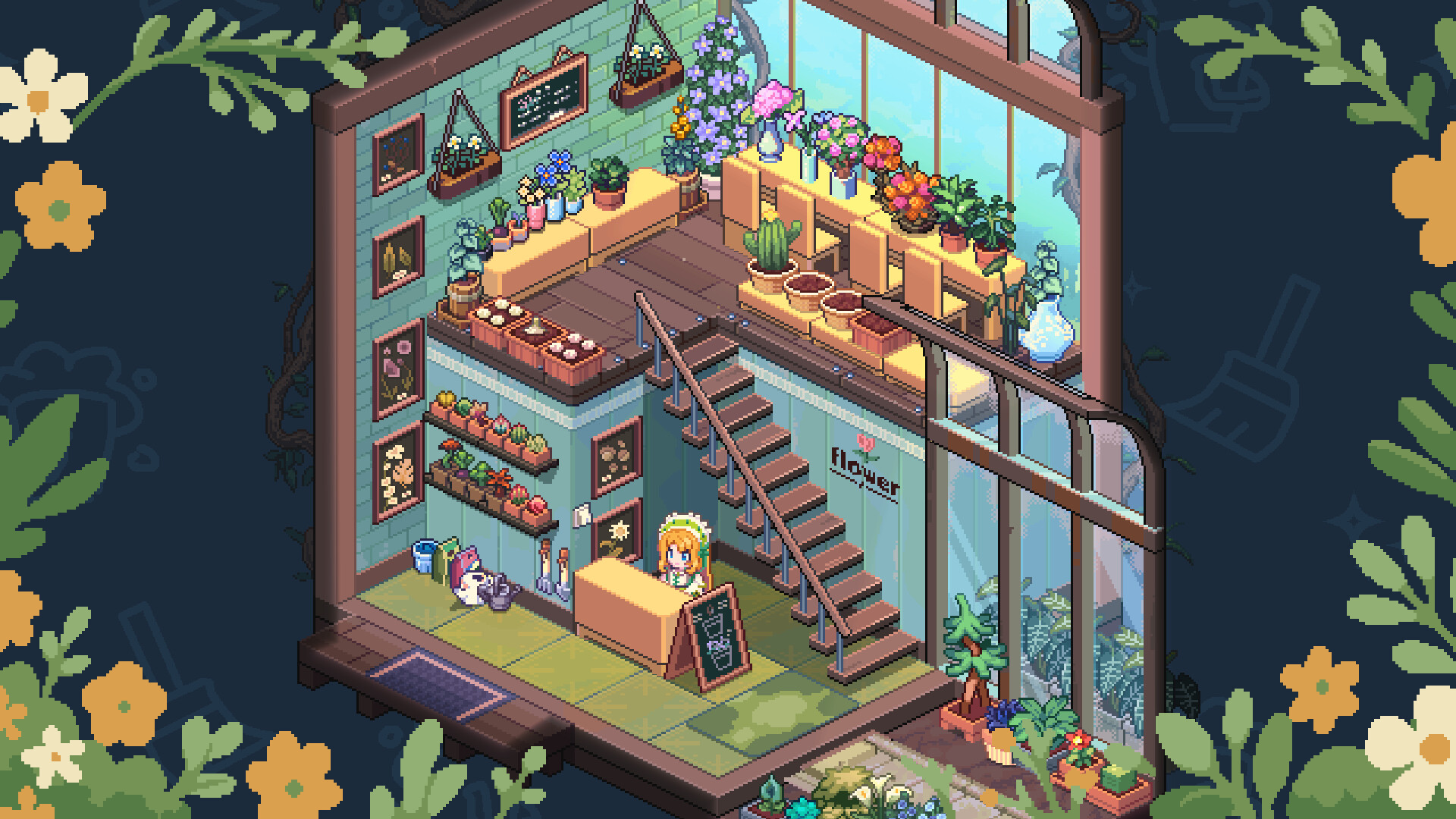 夜晚像素小鎮氛圍