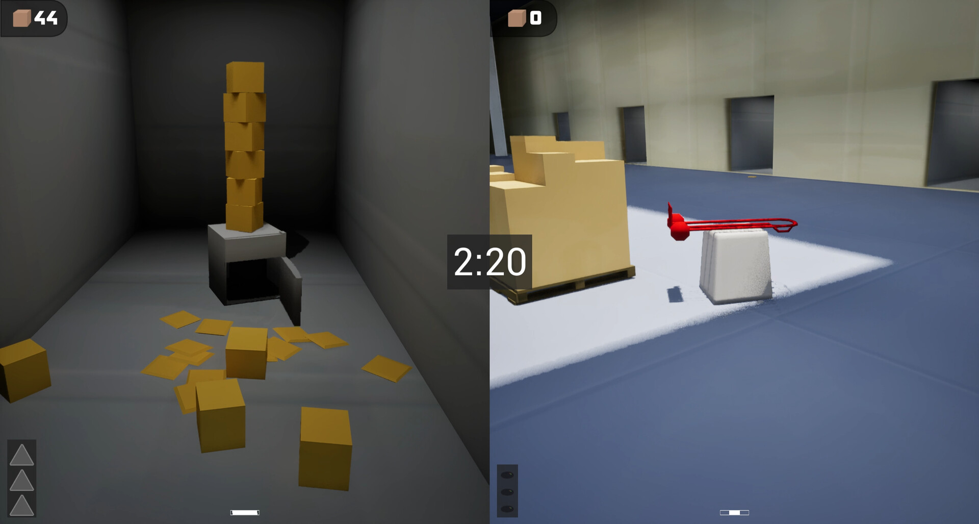 玩家在充滿未來感的場景中搬運貨物。