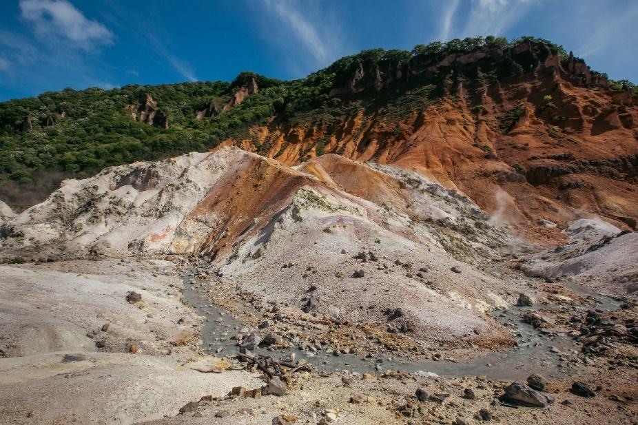 登別地獄谷的火山蒸氣景觀