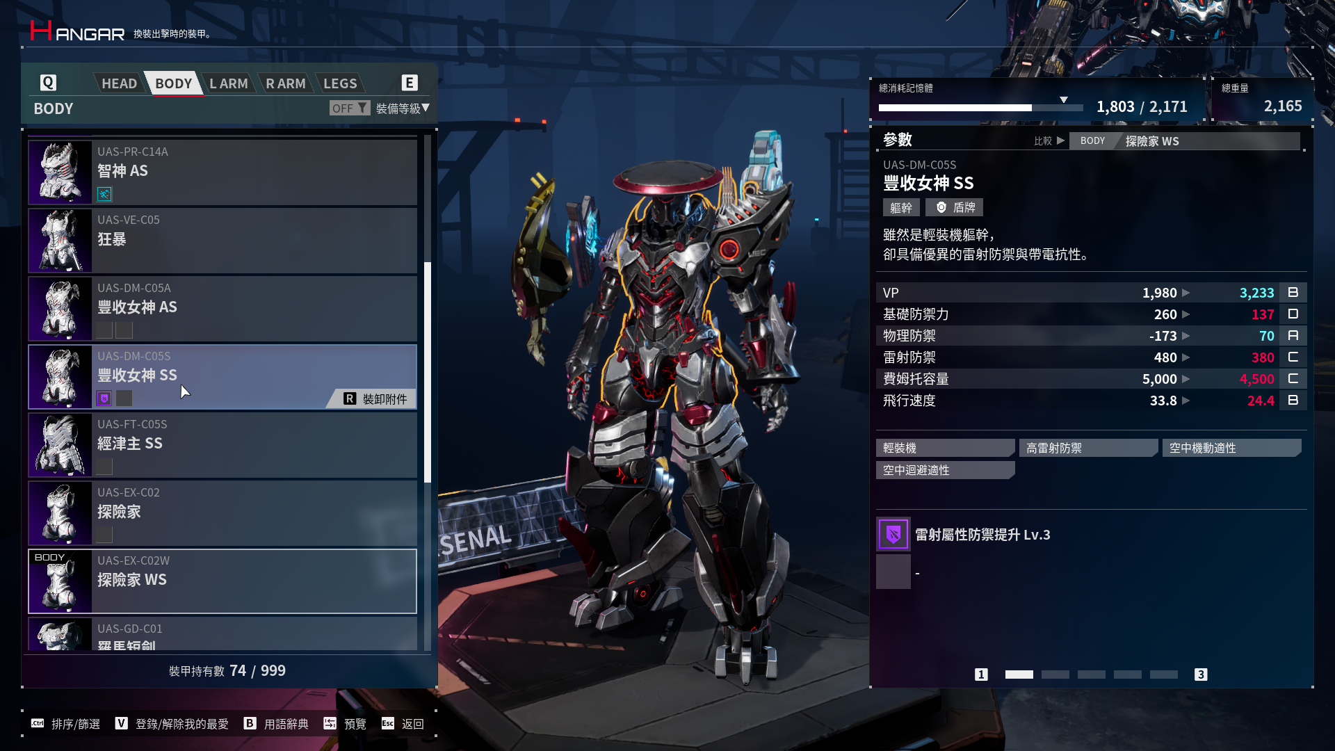 帶有兵裝能力的身體部位