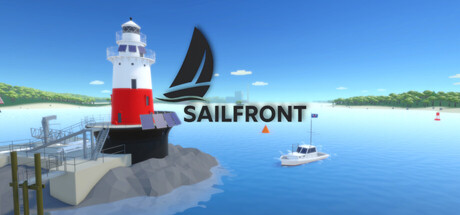 SailFront 遊戲主視覺圖,展示了兩艘帆船在海上競速的場景。