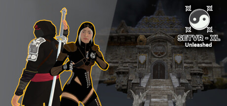 SETVR XL-Unleashed 遊戲主視覺圖，展示了兩名格鬥家在虛擬場景中對峙。