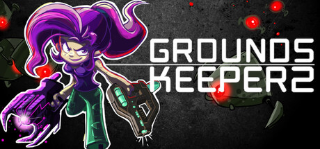 《地面管理員2》遊戲主視覺圖，展現了主角對抗外星機器人的激烈場景。