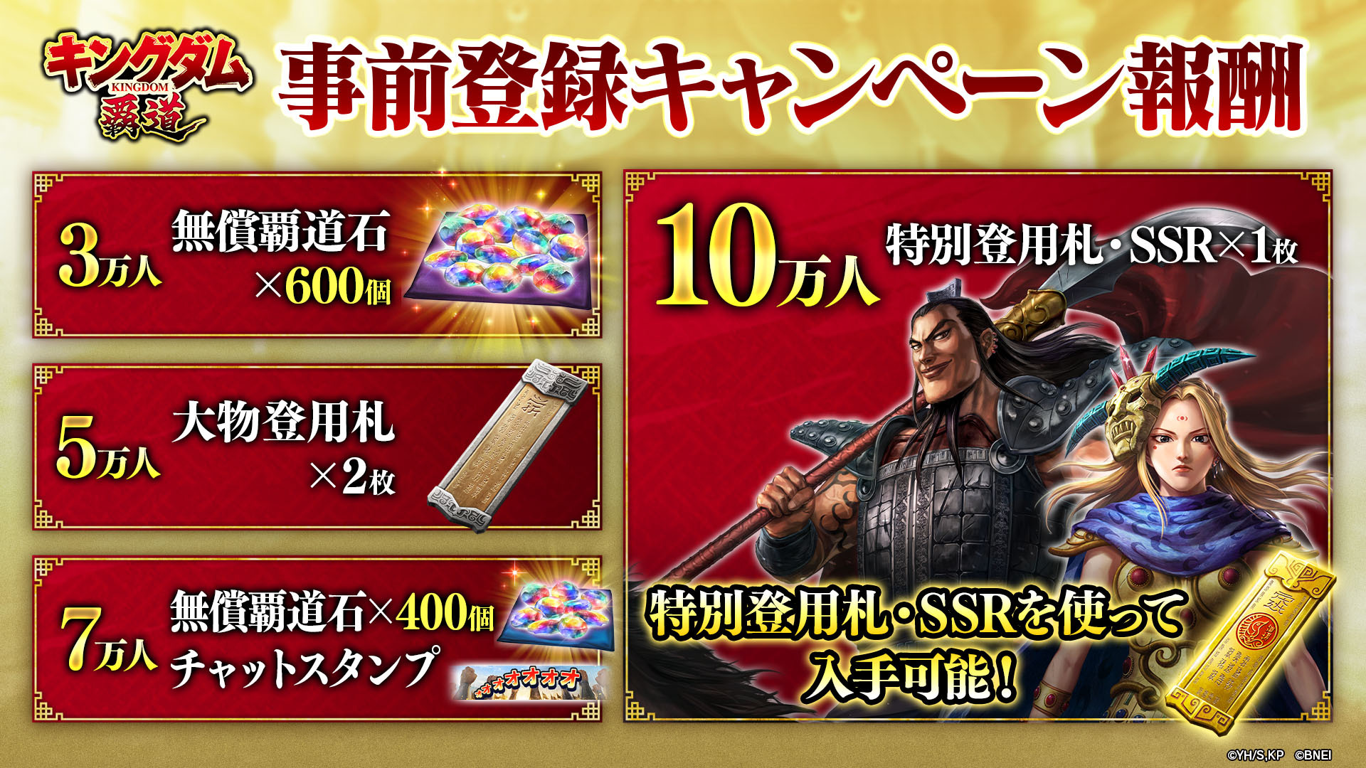 事前登錄獎勵一覽