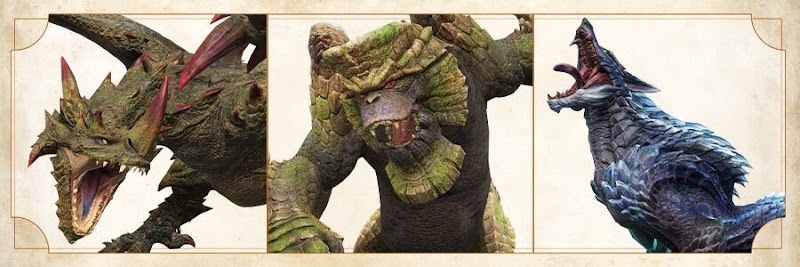 棘龍、剛纏獸、冰狼龍三隻新魔物