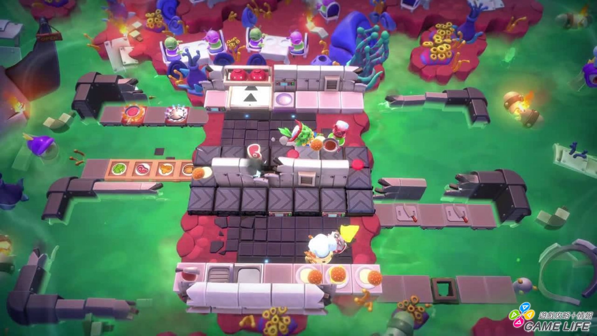 四位玩家在充滿挑戰的廚房中分工合作