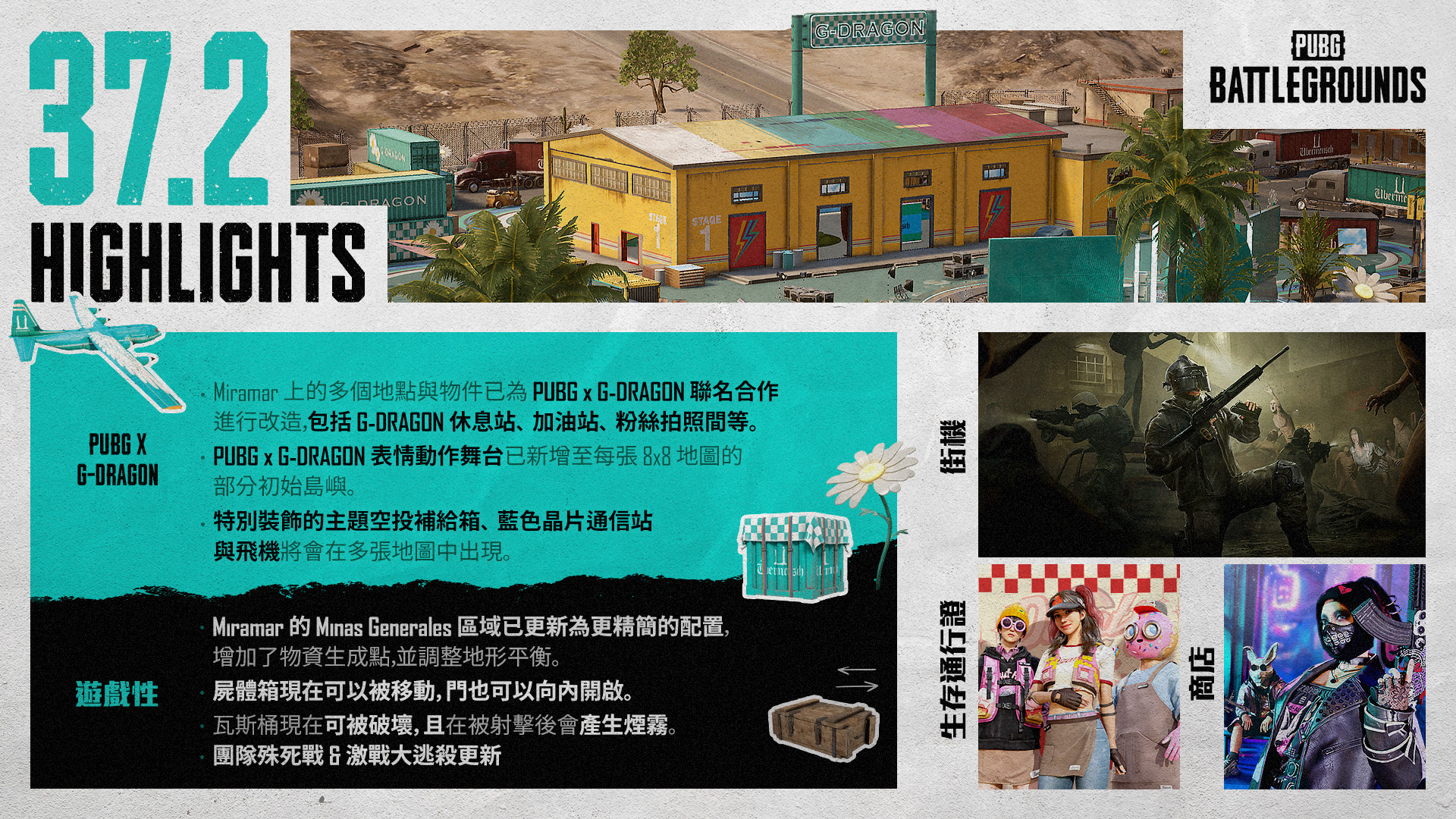 Miramar 地圖中的 Truck Stop 區域被改造成 G-DRAGON《PO₩ER》MV 場景