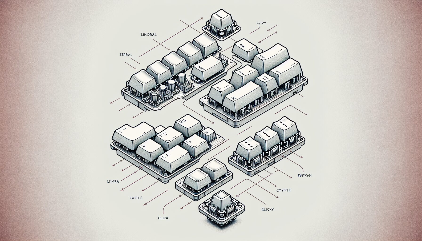 紅軸、茶軸、青軸等不同軸體在實際鍵盤上的應用比較圖