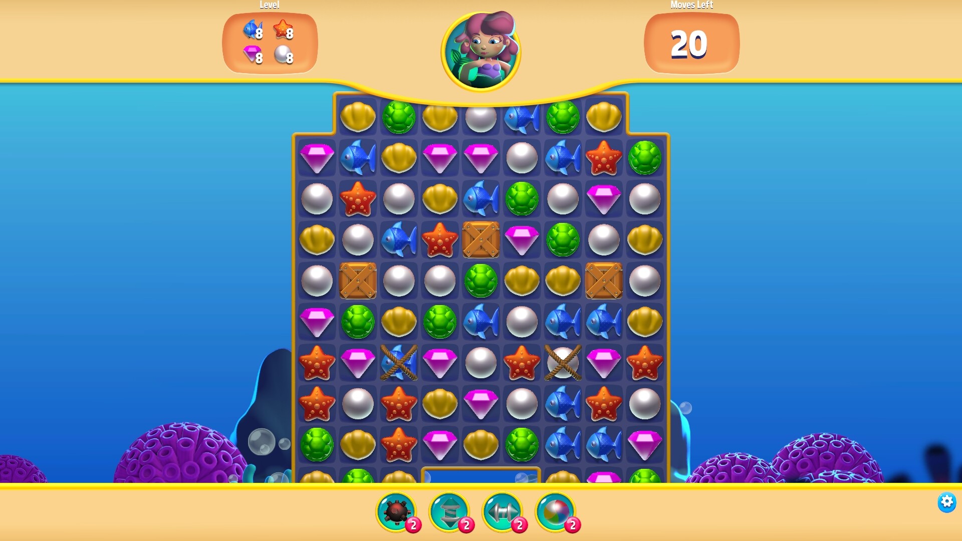 遊戲關卡中出現了被木板覆蓋的寶石，增加了挑戰性。