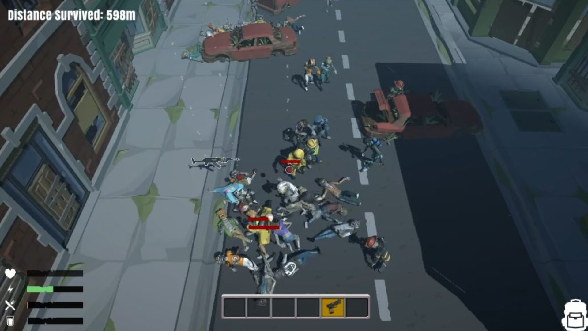 玩家使用強力武器掃射殭屍