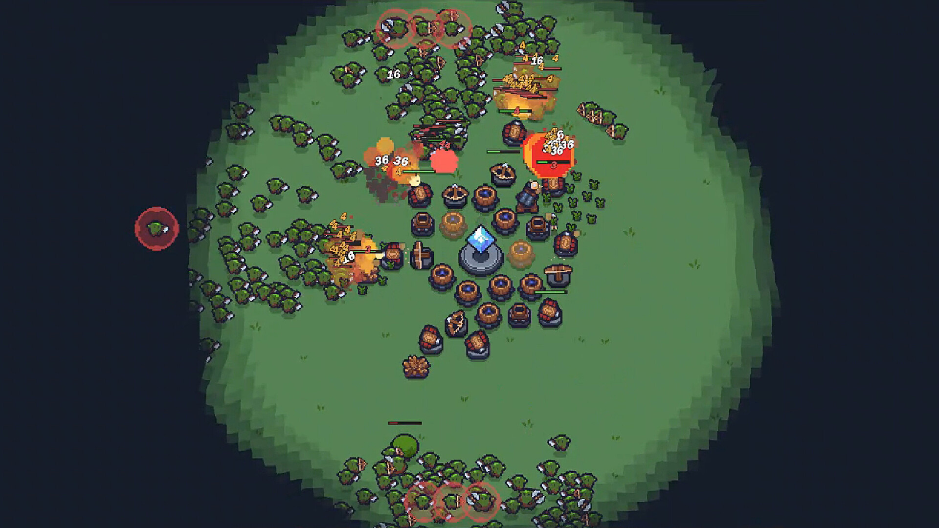 玩家需要在開闊的場地上自由佈局防禦塔