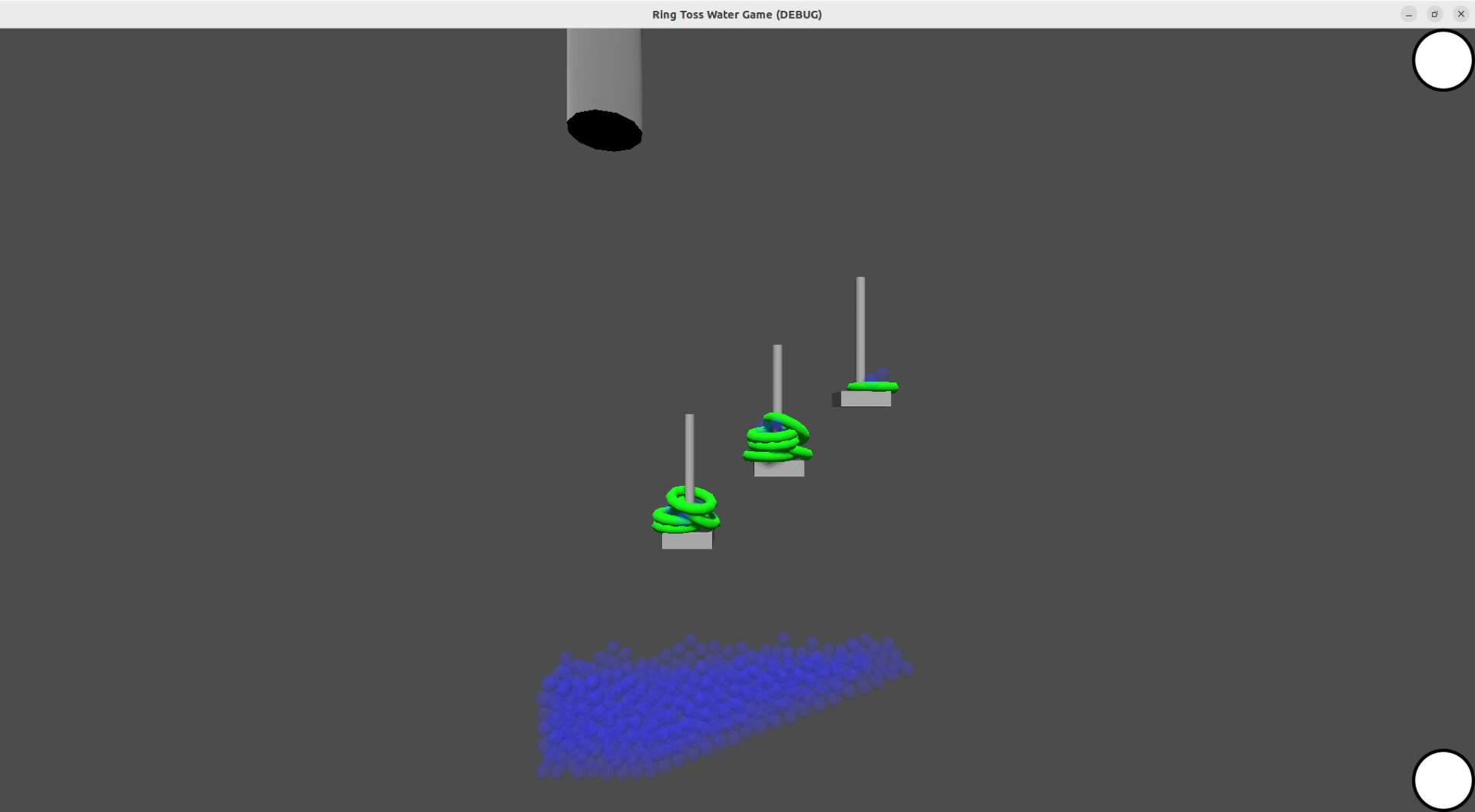 玩家需要透過按鈕製造水流來移動圈圈。