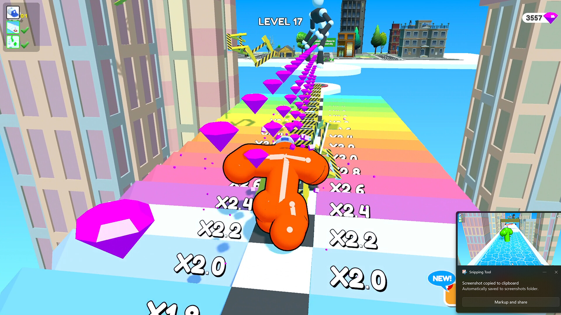 玩家需要在賽道上不斷奔跑，收集增益效果。