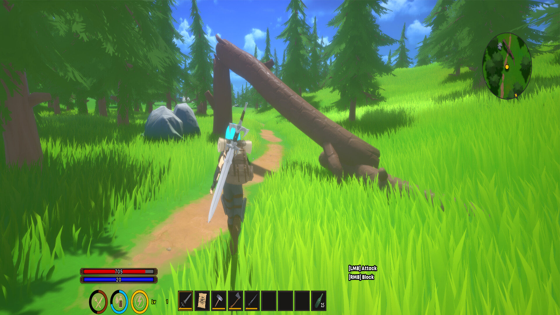 玩家在神秘異世界的森林中探索