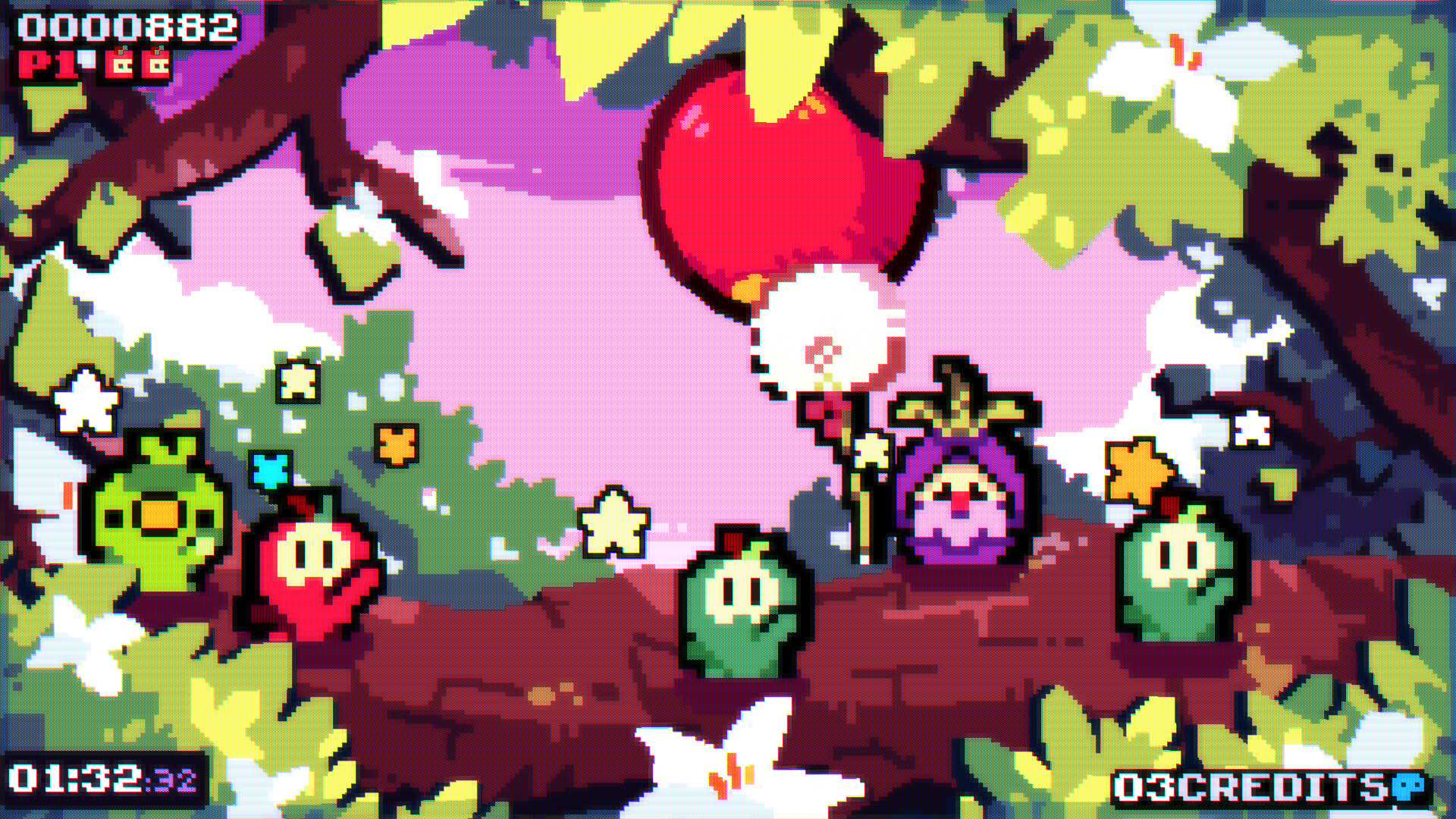 遊戲中充滿活力的像素美術風格。