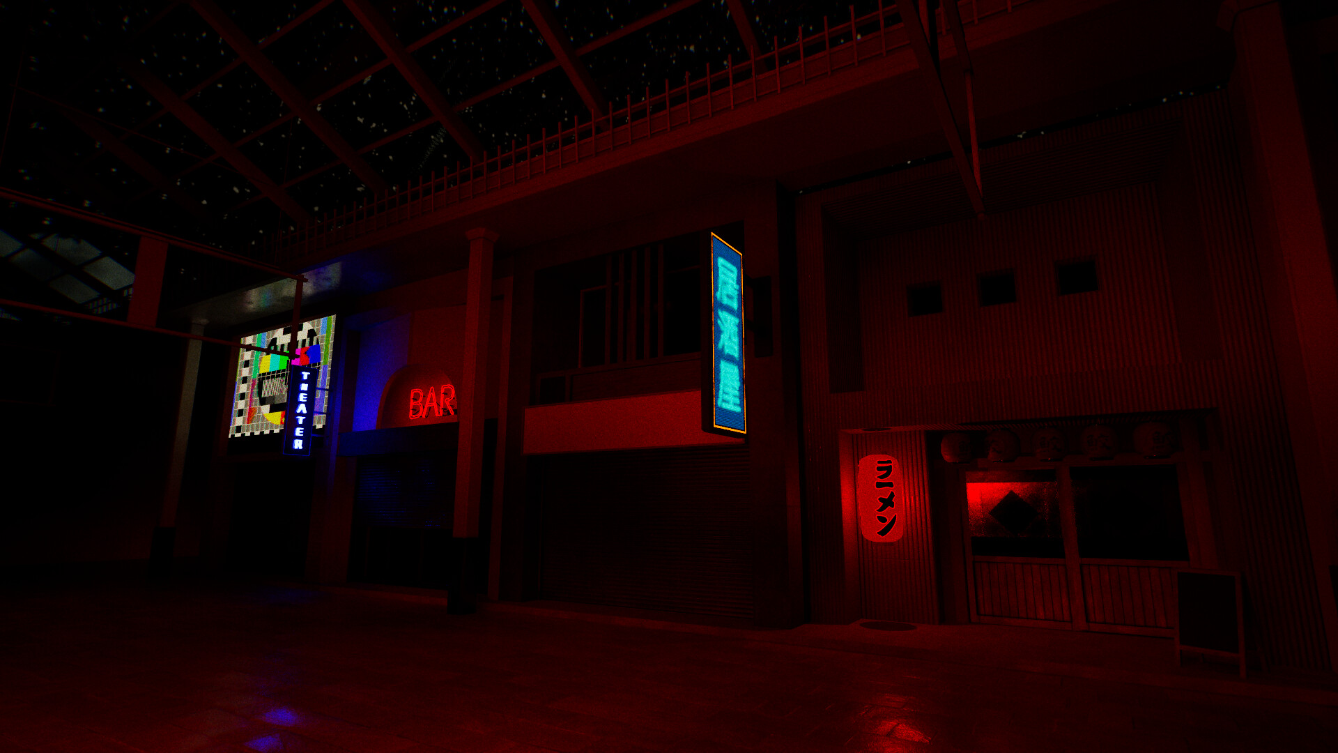 遊戲中詭異的購物街場景