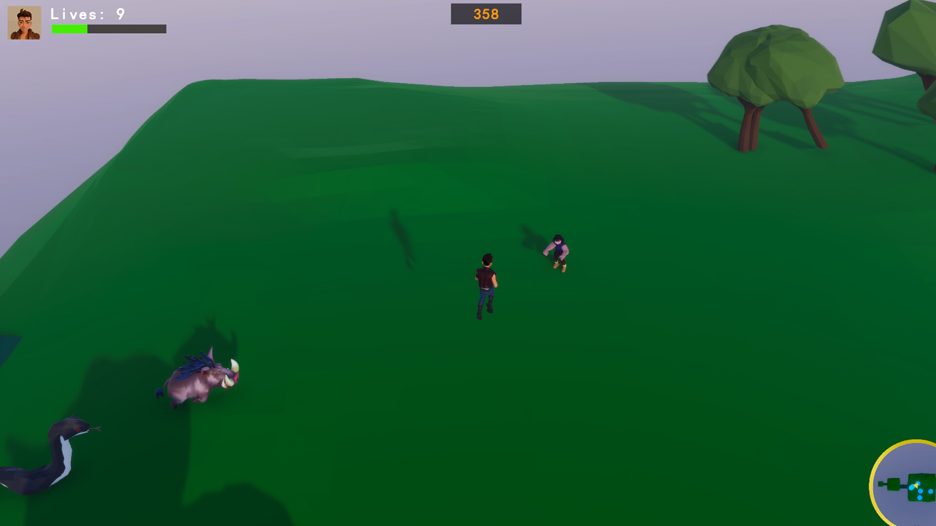 主角手持武器，在破敗的場景中探索