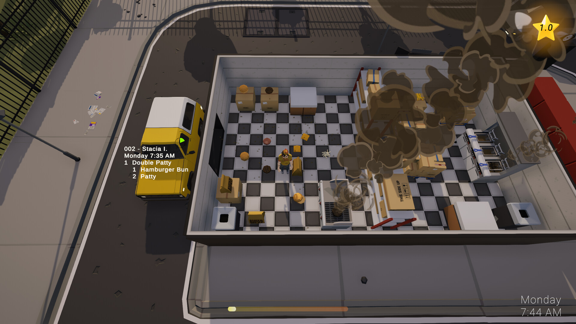 遊戲採用俯瞰視角，讓玩家清楚掌握廚房全貌