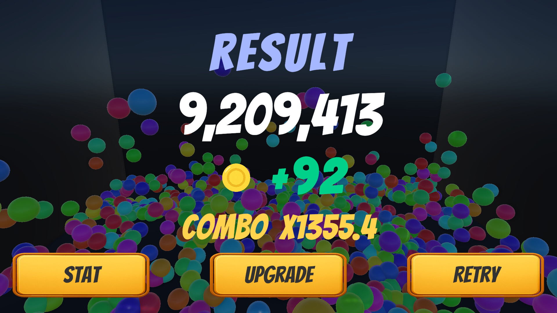 不同顏色的球體在場景中滾動