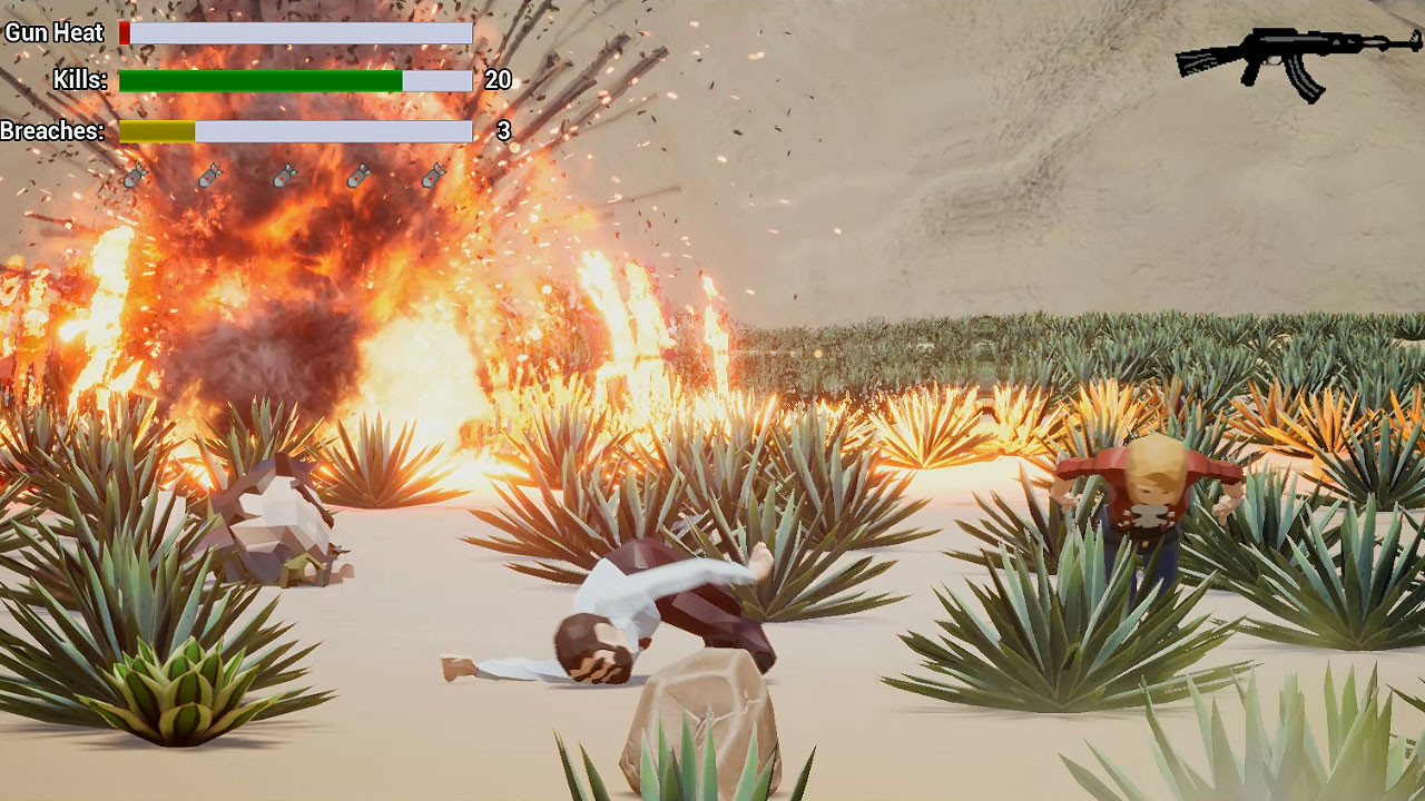 敵人被擊中時的誇張物理效果