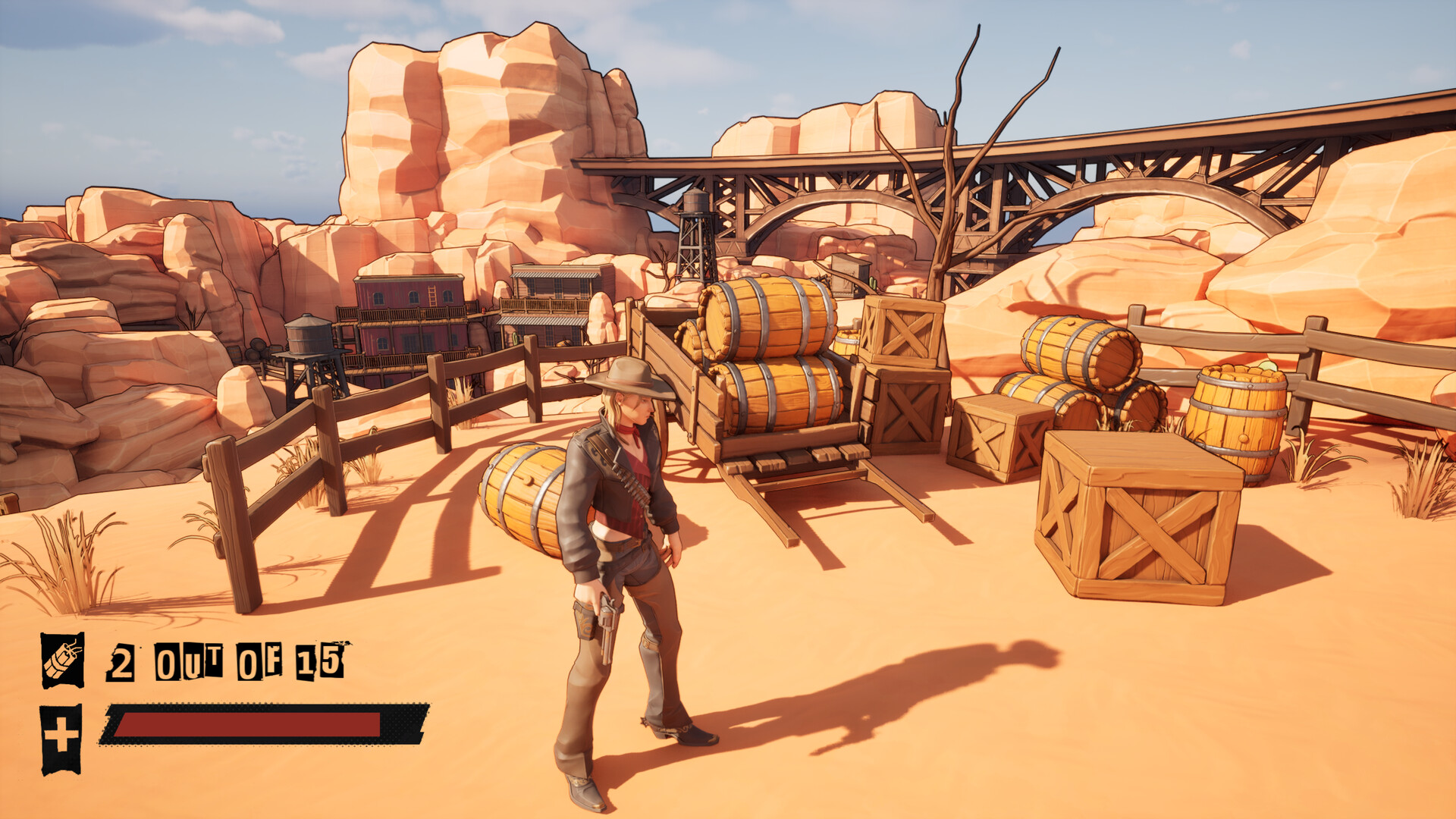 遊戲中的戰鬥場景，槍手正在與多名敵人交火。