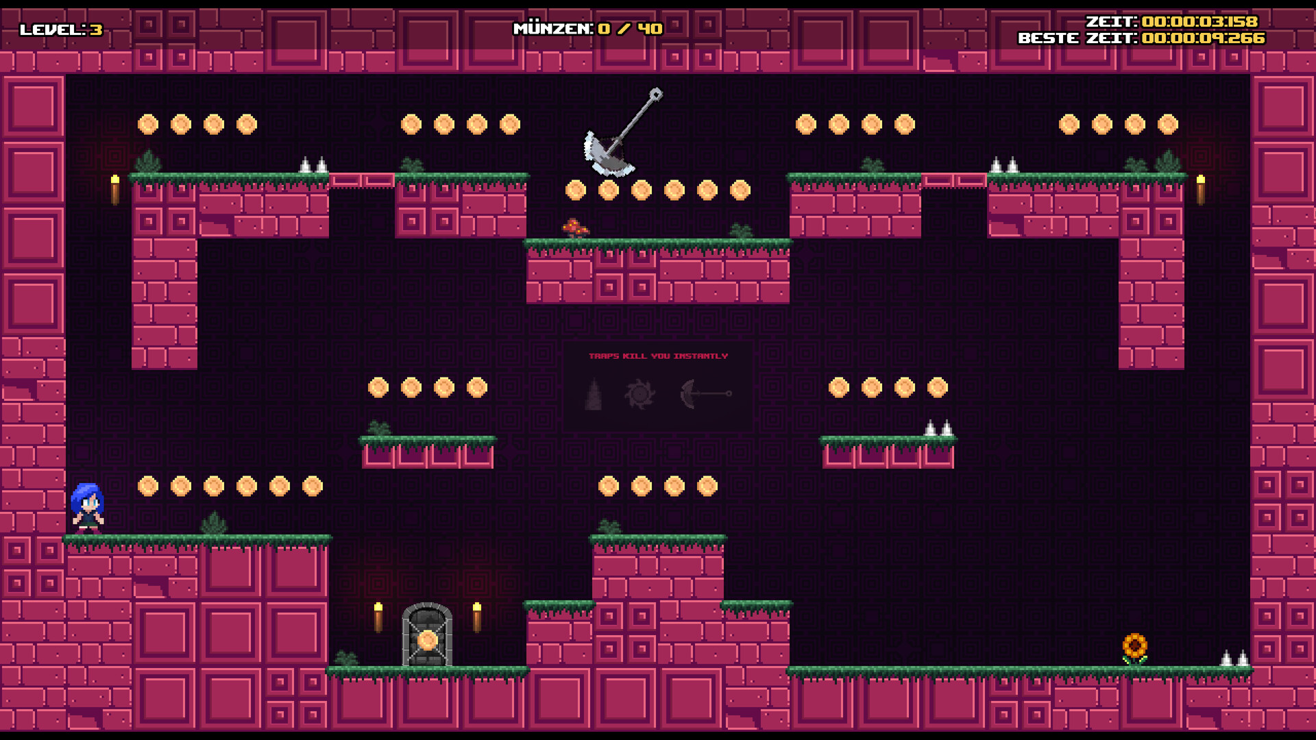 玩家需要精準地跳躍來躲避尖刺等致命陷阱。