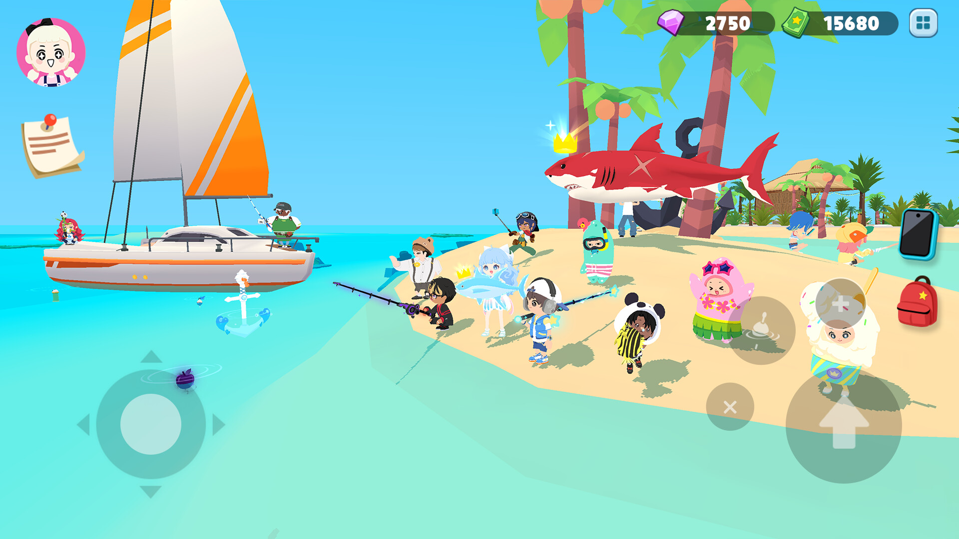 在海邊悠閒釣魚