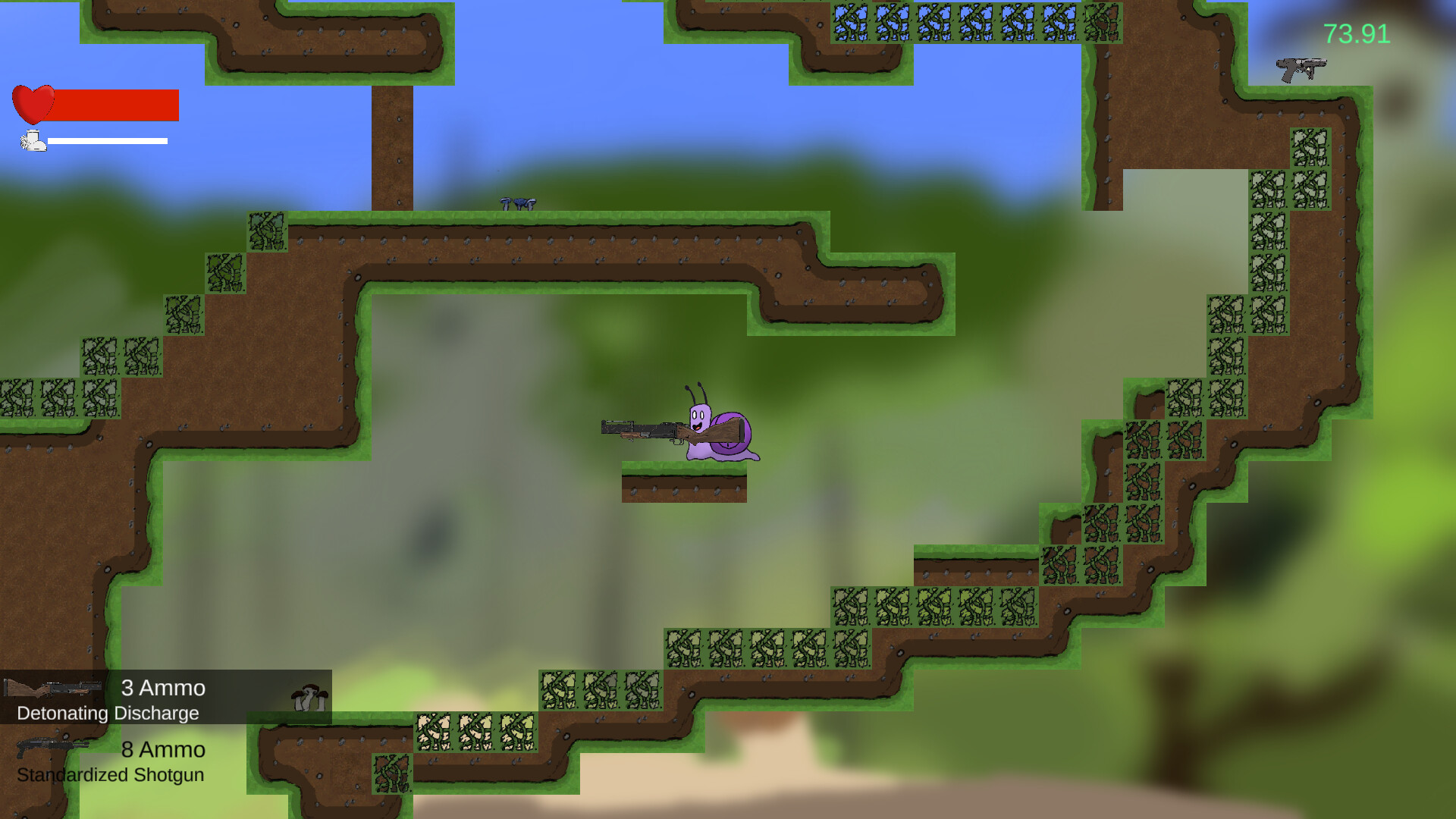 遊戲中，蝸牛傑瑞在充滿敵意的環境中戰鬥