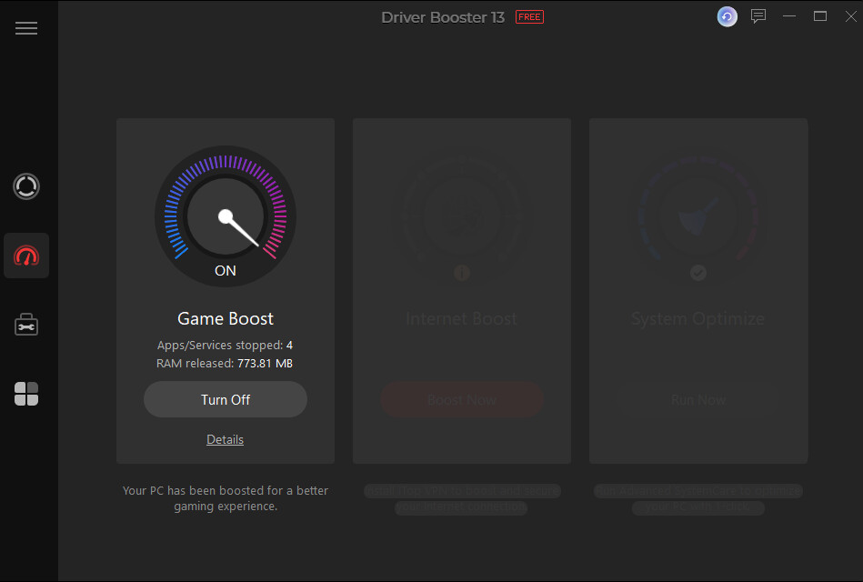 Driver Booster for Steam 工具箱介面