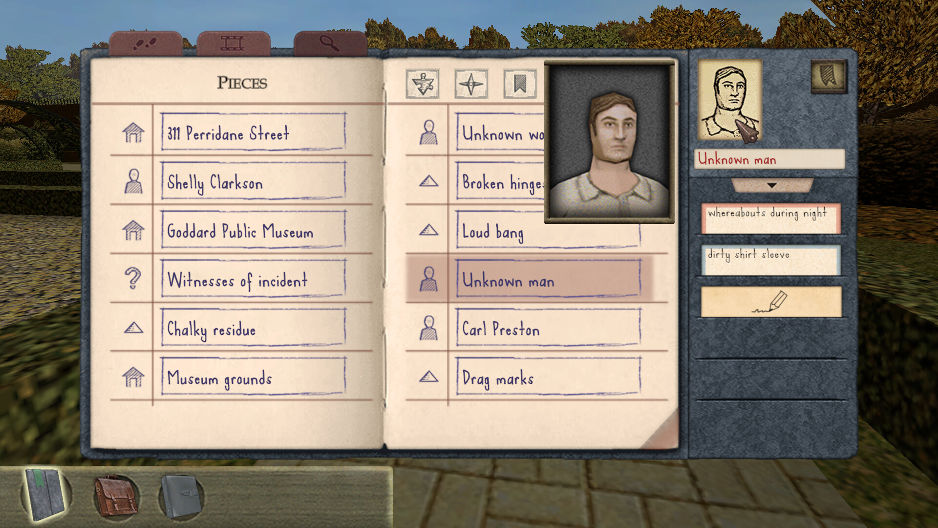 玩家正在檢查一個書架,尋找隱藏的線索。