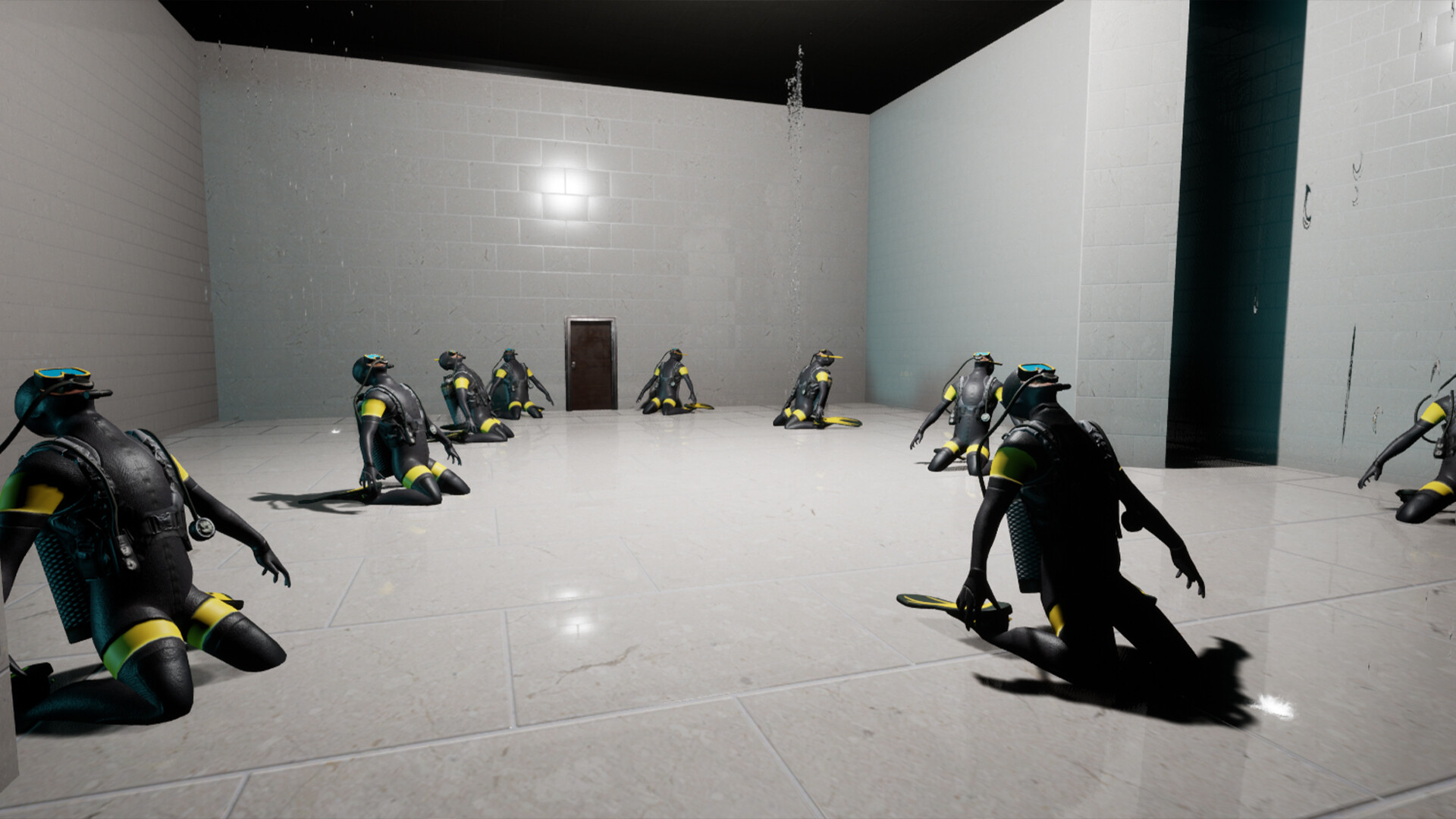 玩家潛入水中，面對深不見底的黑暗