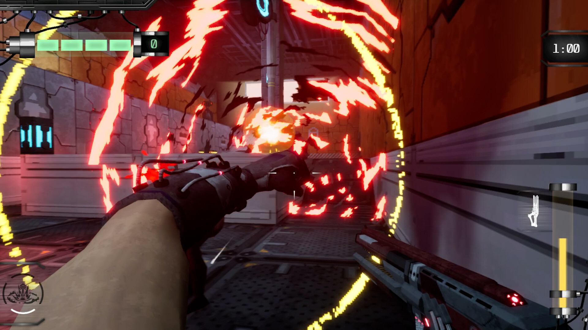 在充滿科幻感的場景中與敵人作戰