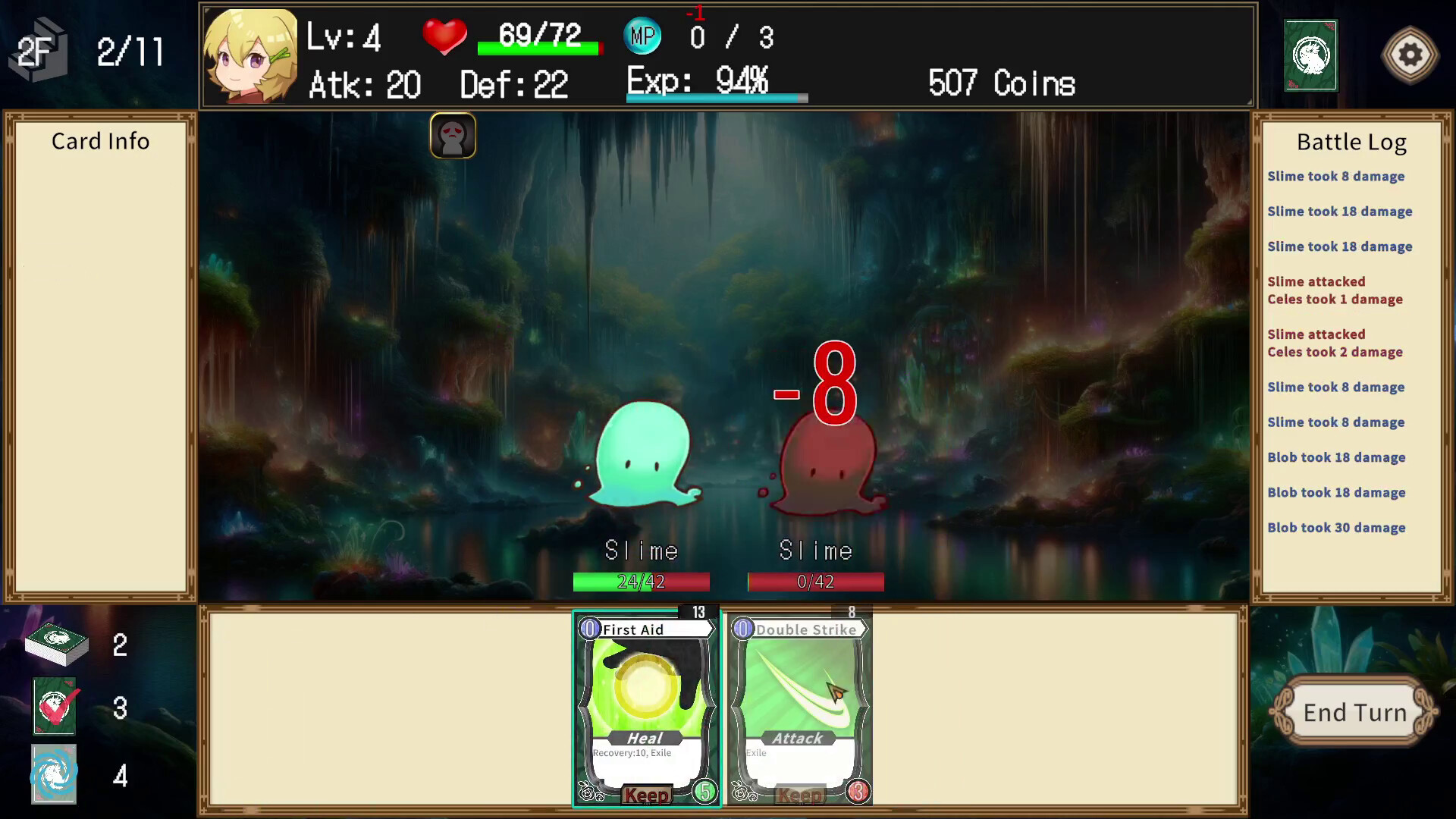 遊戲中的卡牌獎勵畫面。