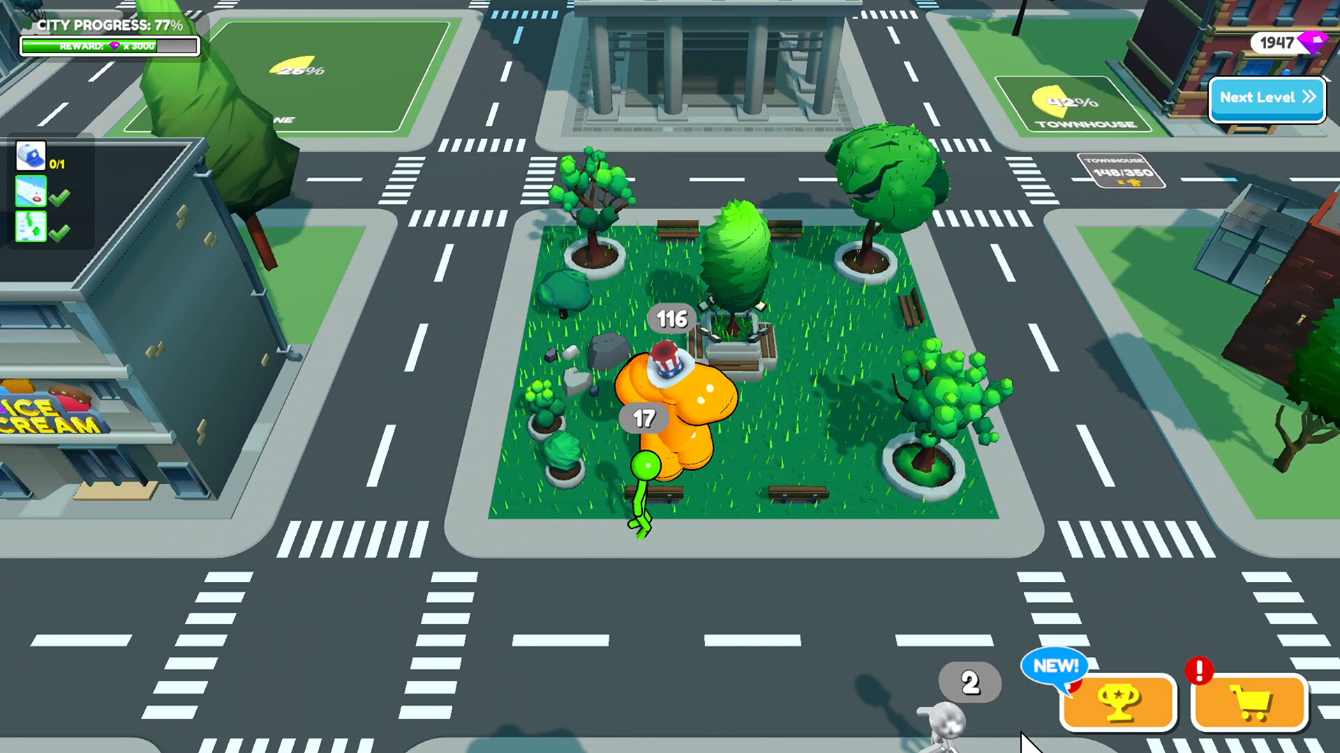 累積足夠力量，一腳踢飛終點的機器人！