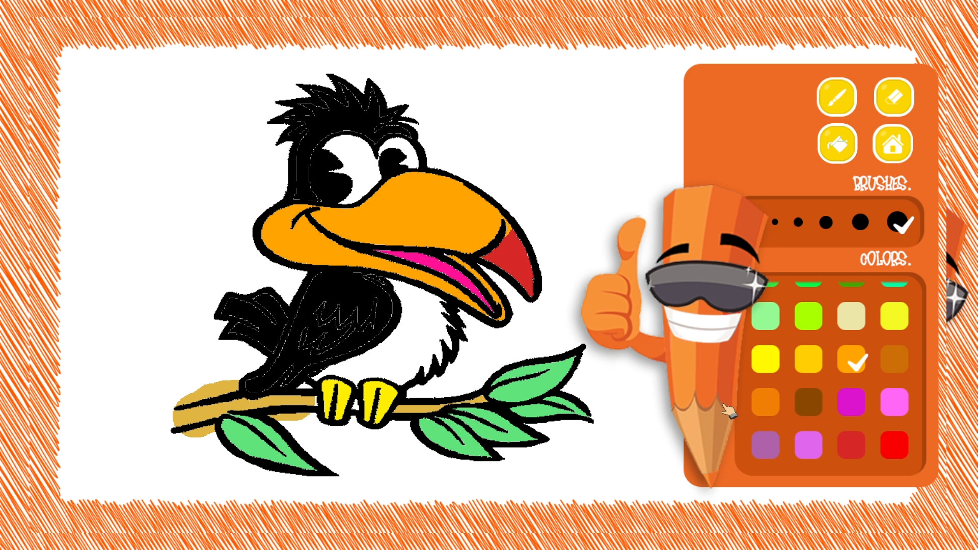 遊戲提供多種鳥類圖案供玩家上色