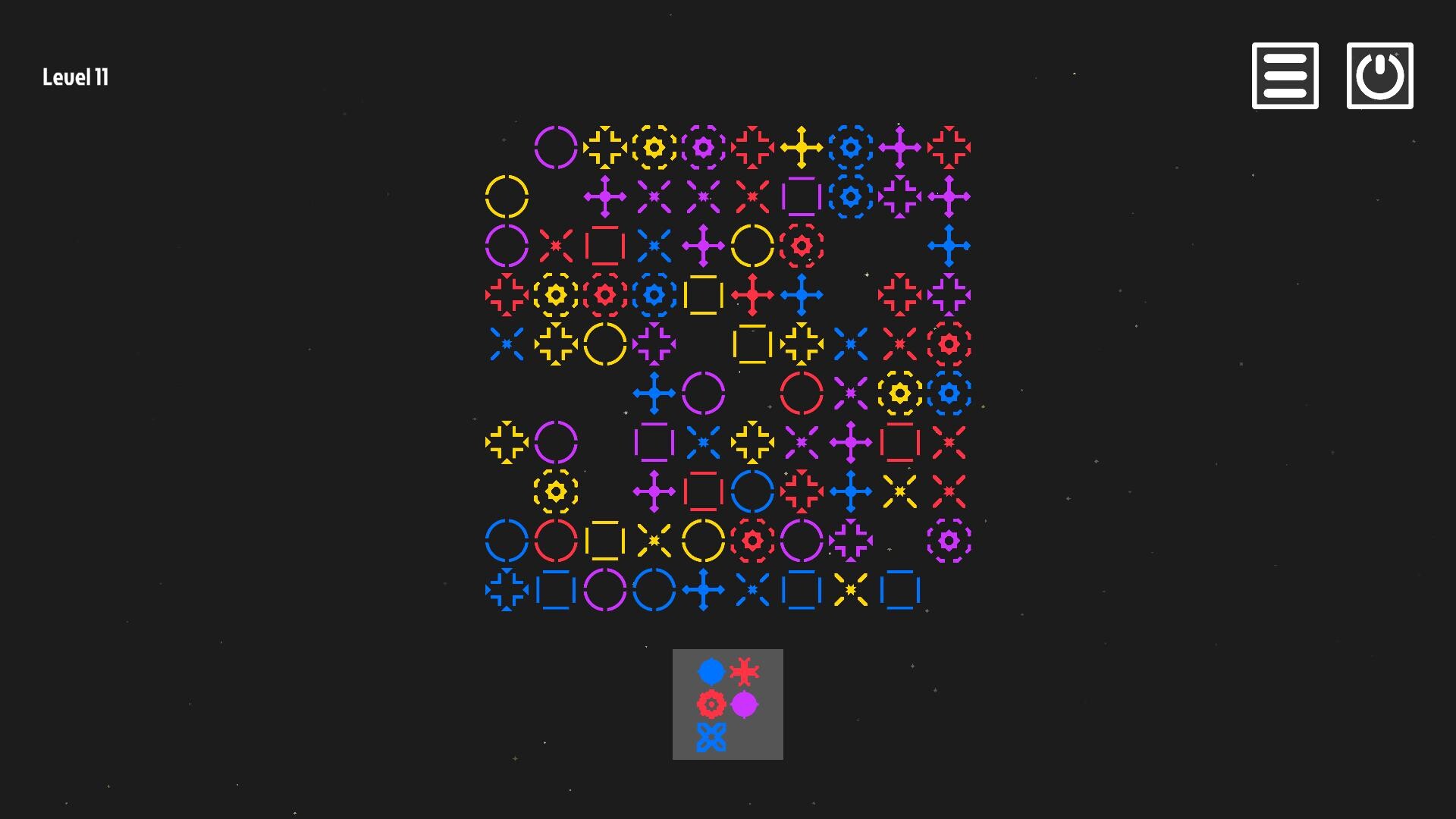 遊戲後期關卡的圖形與顏色會變得更加複雜，挑戰玩家的眼力。