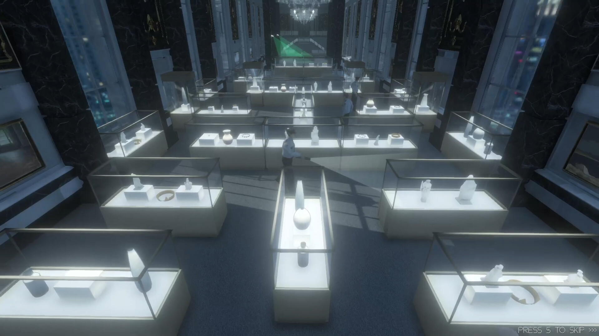 玩家需要小心翼翼地避開監視器與守衛。