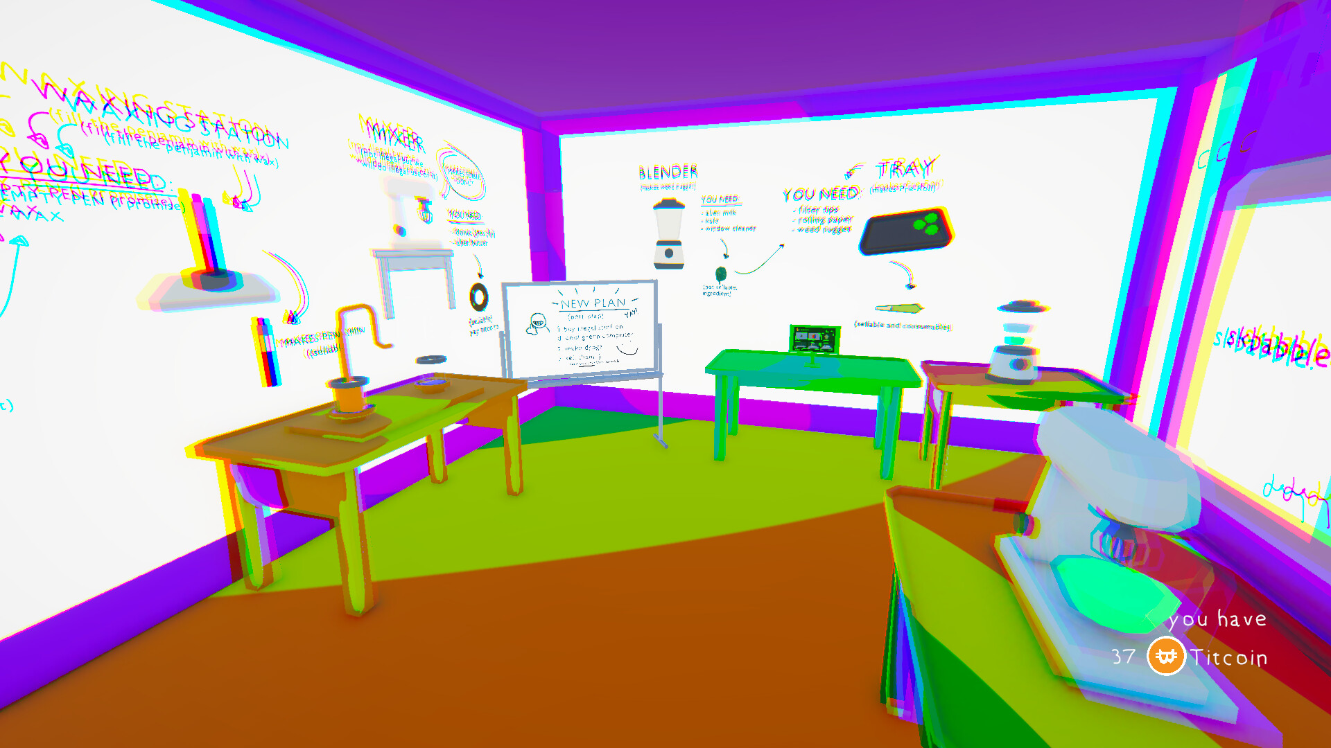 遊戲中一個獨特的場景,展示了色彩繽紛的環境和奇特的裝置。