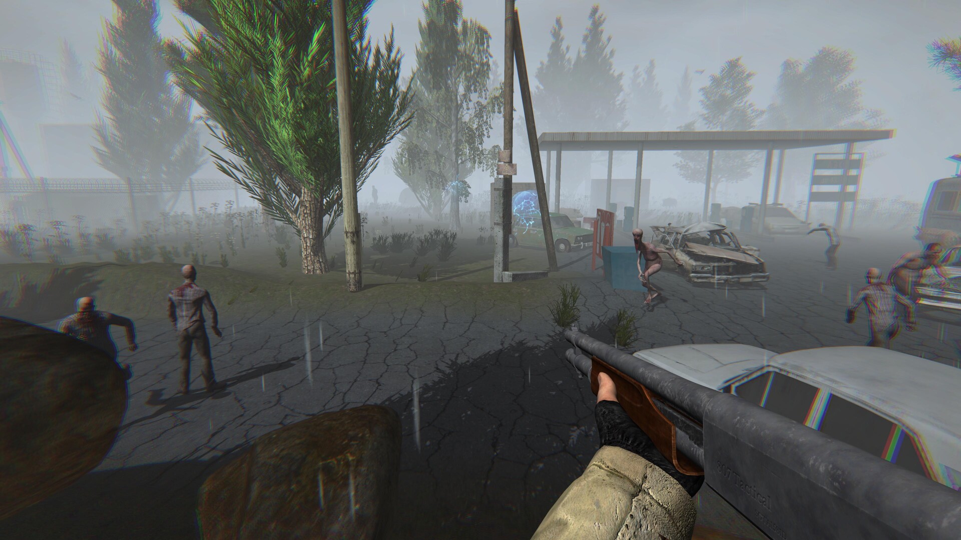 玩家在禁區中與變種生物激烈交火