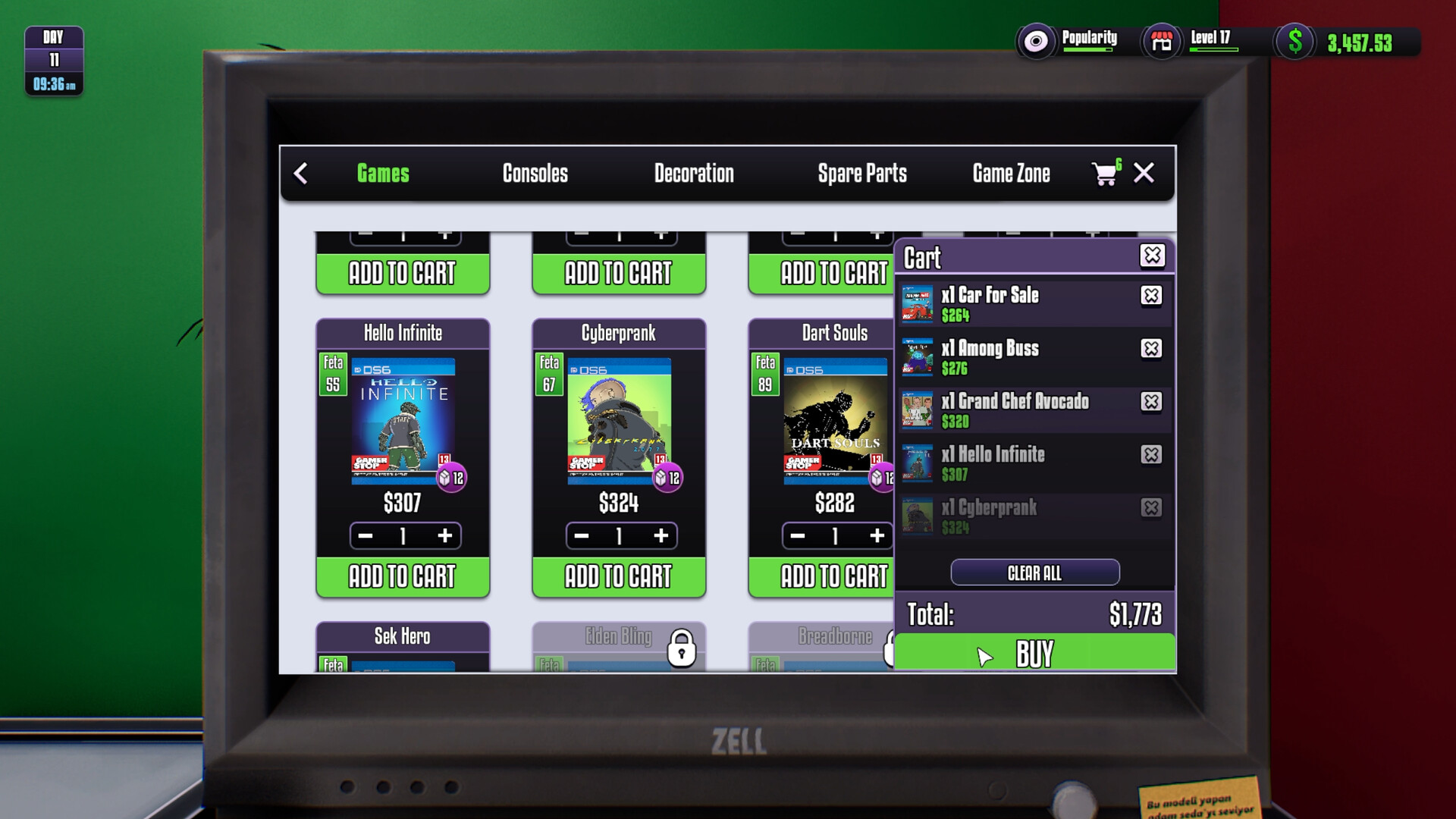 玩家可以將收購來的遊戲和主機分門別類地擺放在貨架上。