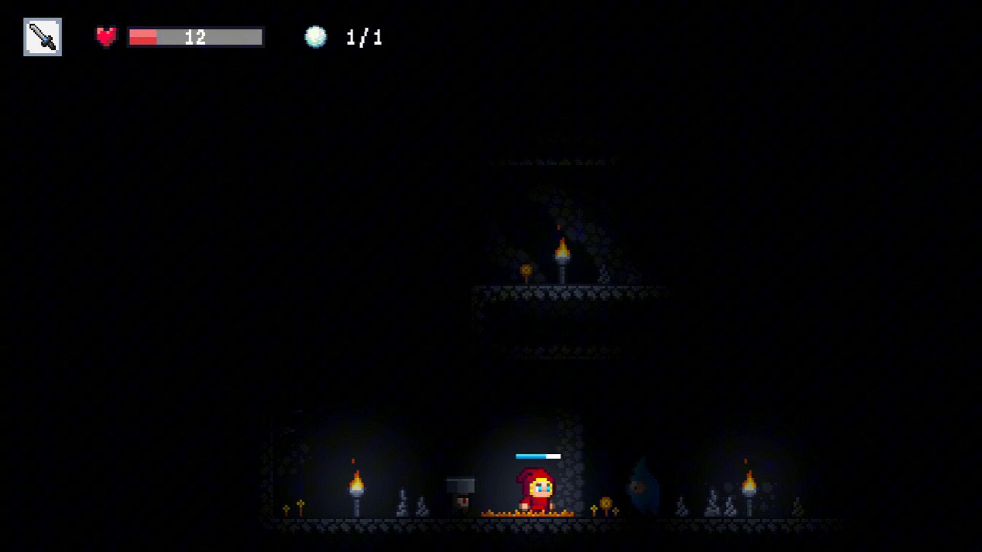 遊戲的戰鬥畫面，展現了華麗的像素特效。