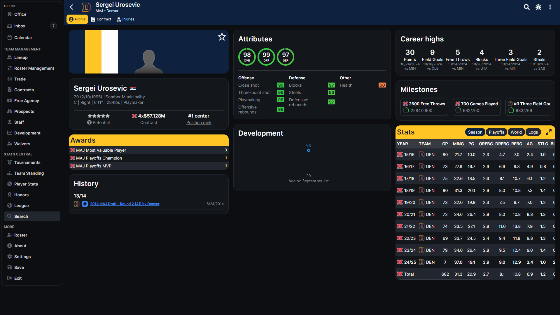 遊戲提供深度的球員數據與歷史紀錄