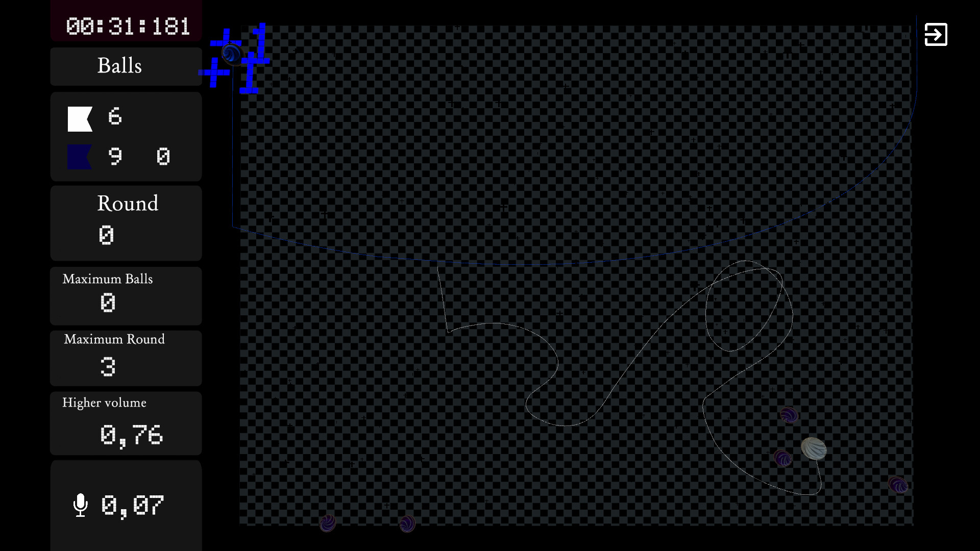 多顆彈珠在場上,考驗玩家的平衡感