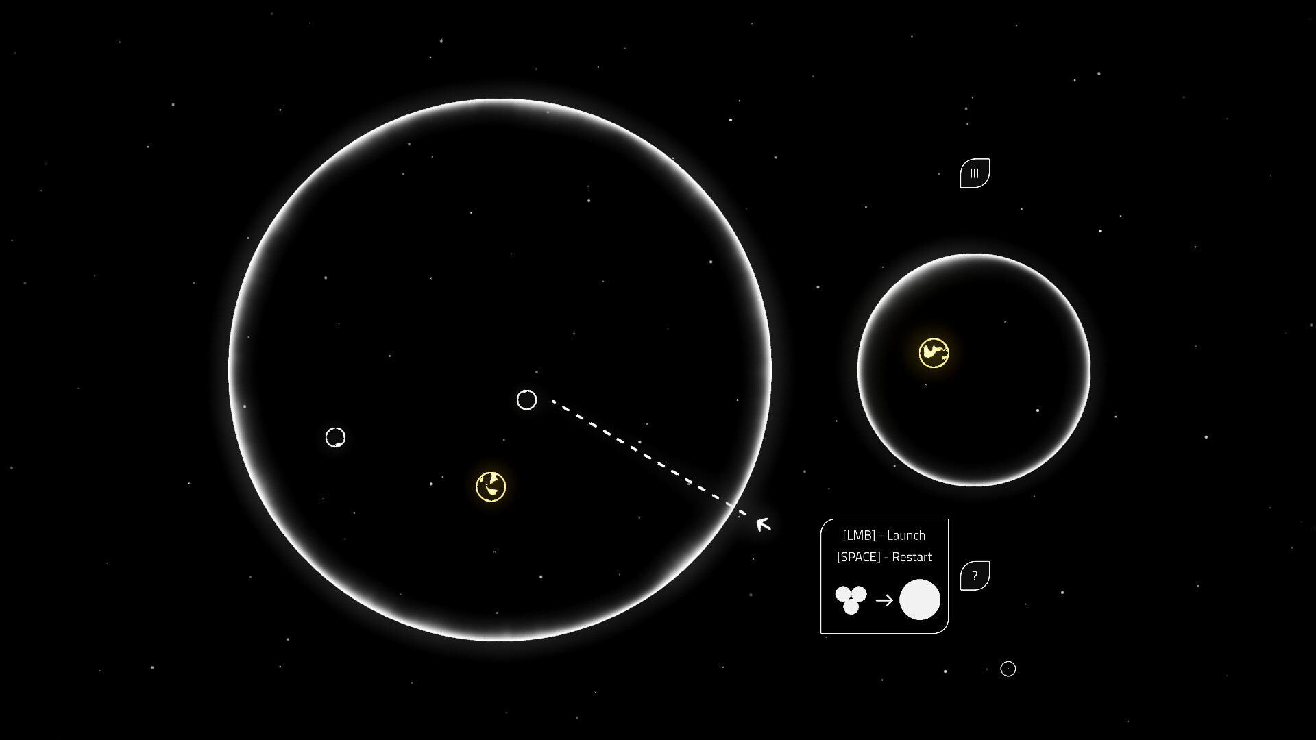 遊戲畫面簡潔,專注於星球互動