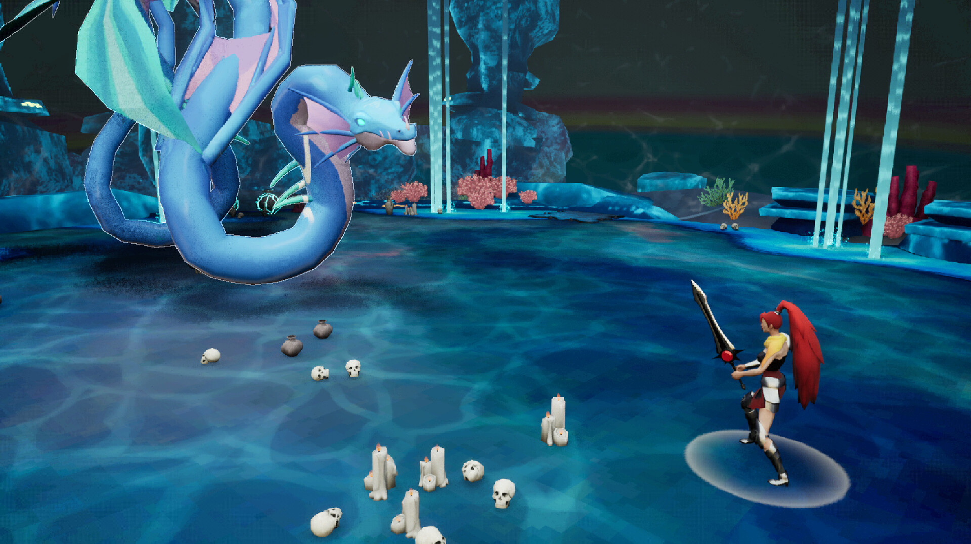 玩家角色正在與巨大的頭目進行激烈戰鬥。