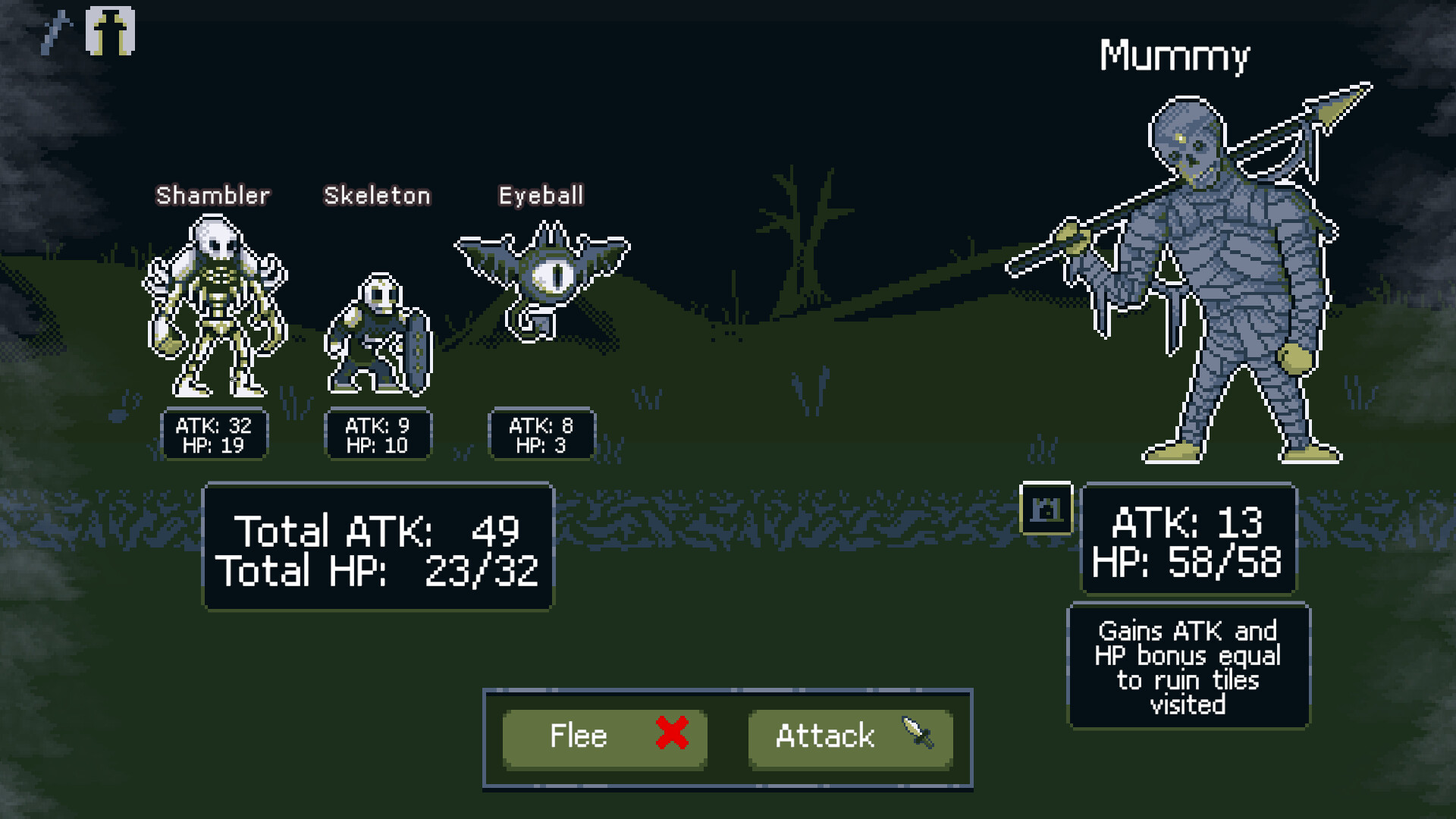 像素風格的戰鬥畫面