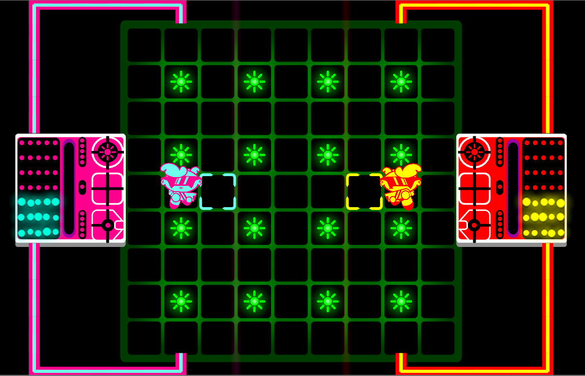 激烈的雷射光束在場上交錯，考驗玩家的反應與閃避能力。