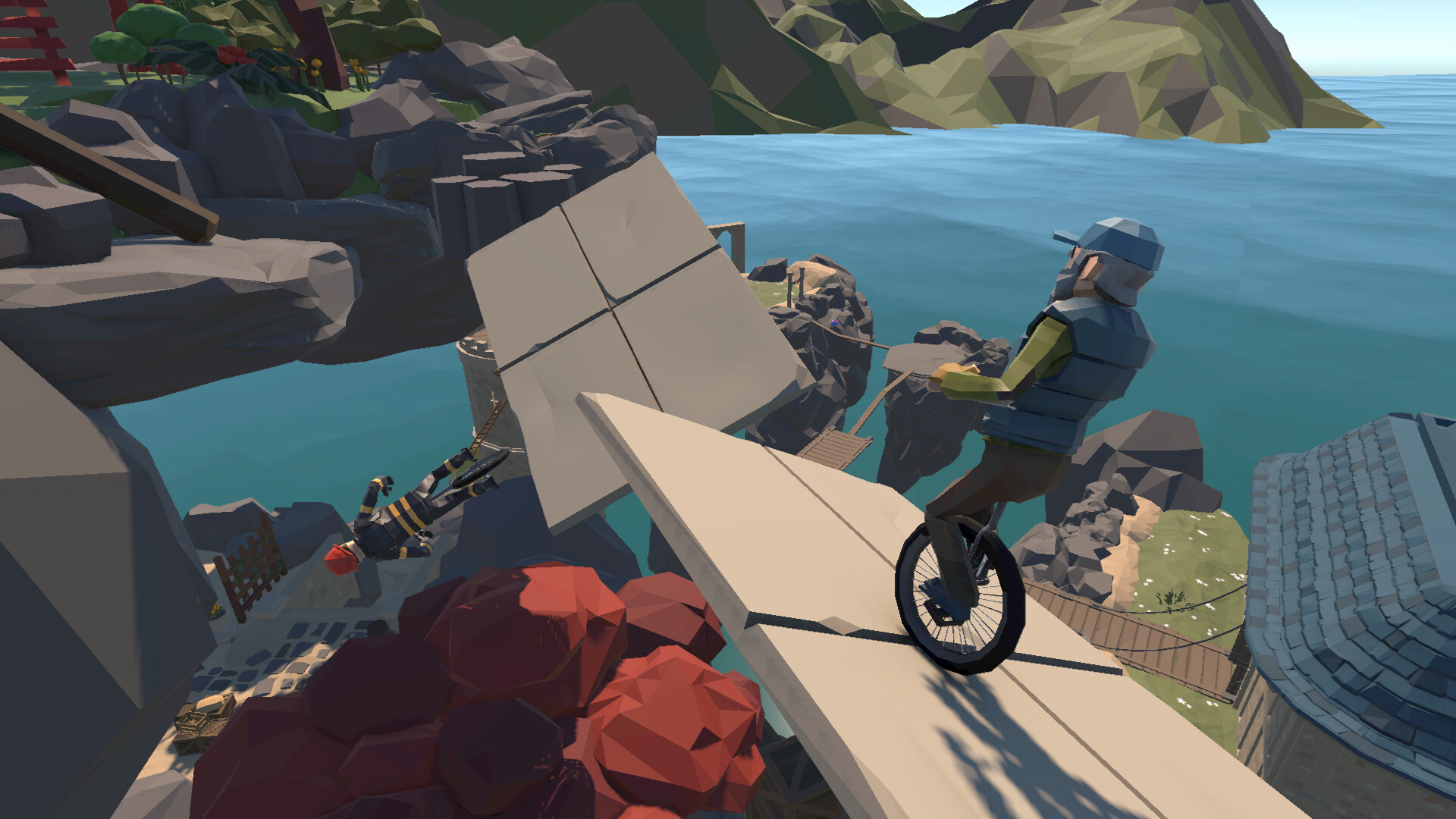 在色彩繽紛的平台上努力保持平衡