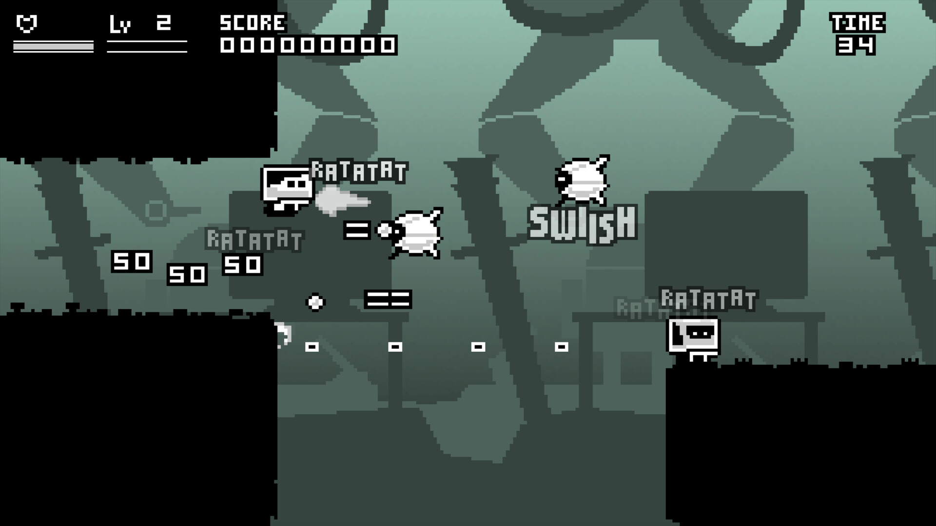 主角與巨大的機器人 Boss 進行對戰。