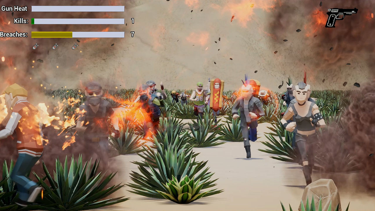 玩家在遊戲中從高處防守大門